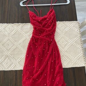 Red Beaded Oh Polly dress